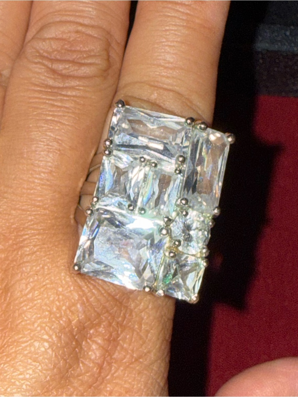 Park Lane WOW Ring Silver-Tone Ring with Clear Crystal Statement Stones